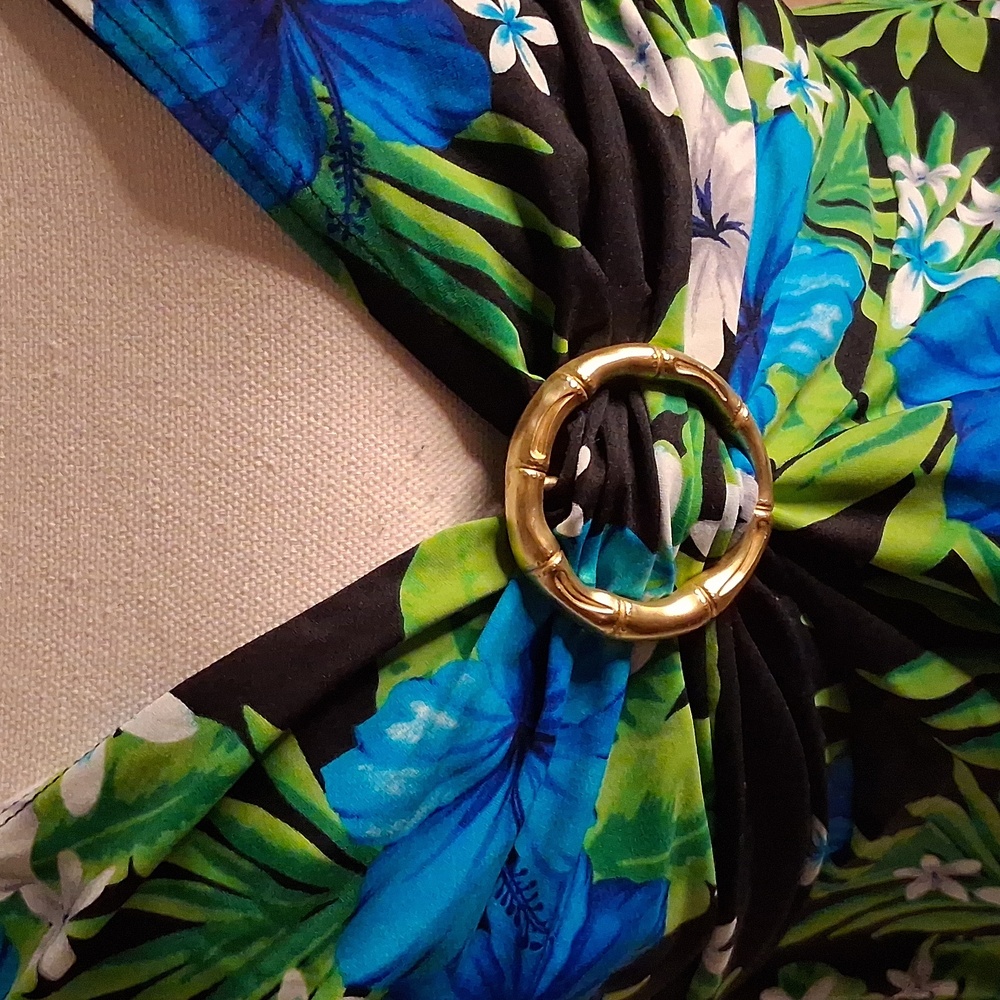 💙👙Coco Reef Blue, Green, White & Black Floral Tankini 2 Piece Swim Suit SZ 38D - Picture 5 of 7